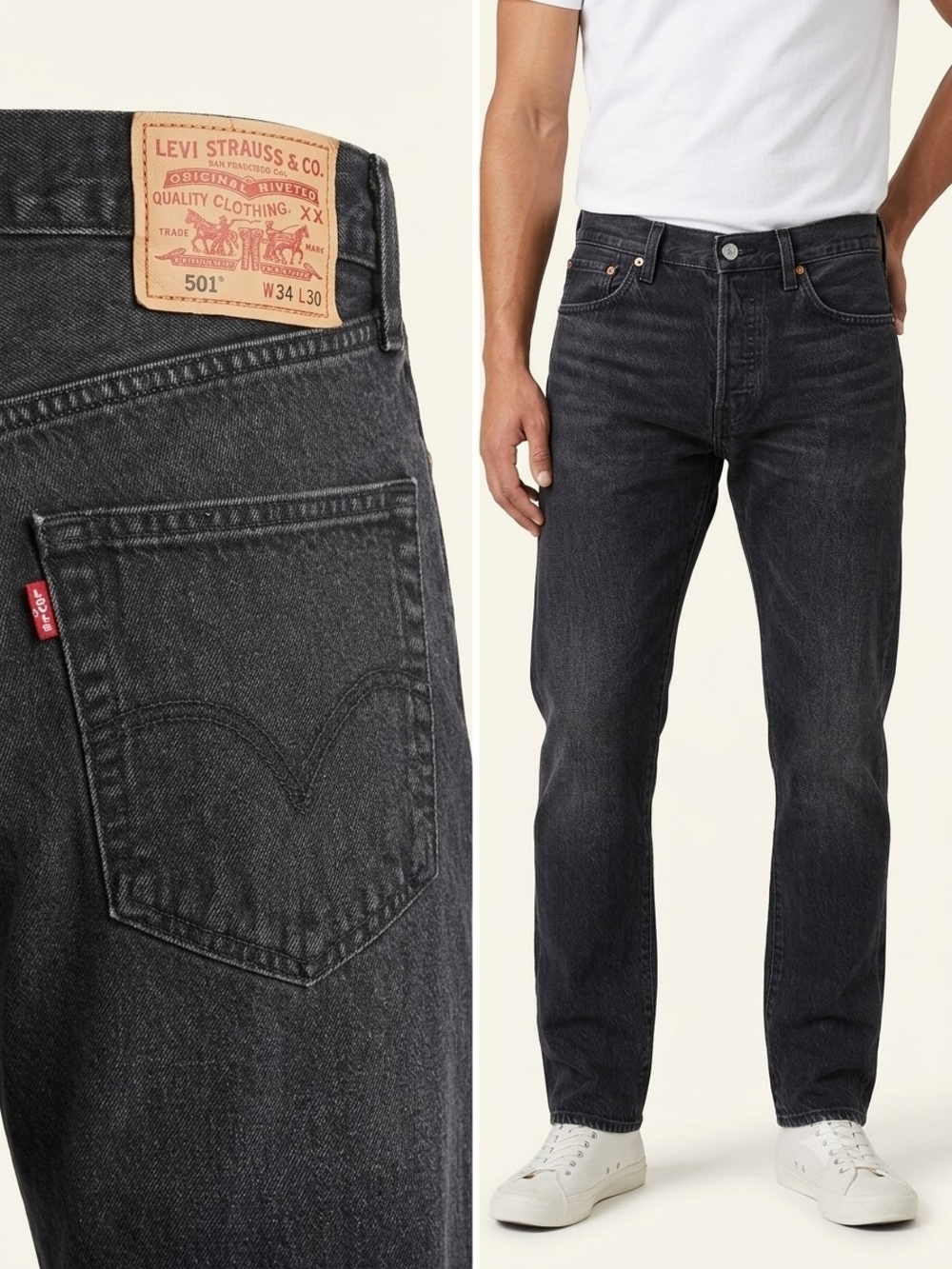 Levi's 501 Men's Straight Jeans in Washed Black